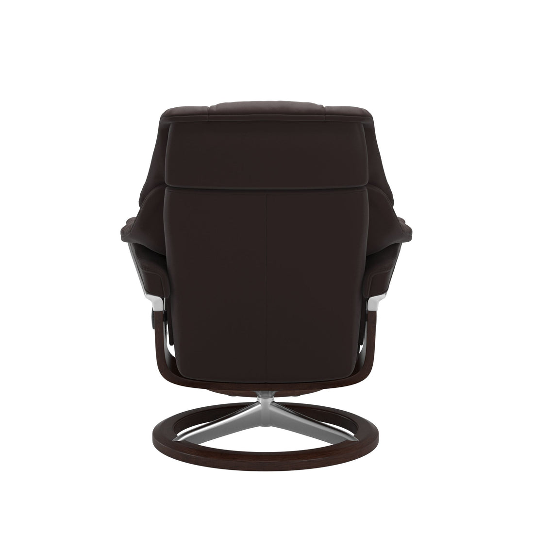 Stressless Reno Recliner Signature Base in Paloma Chocolate, Brown, back view