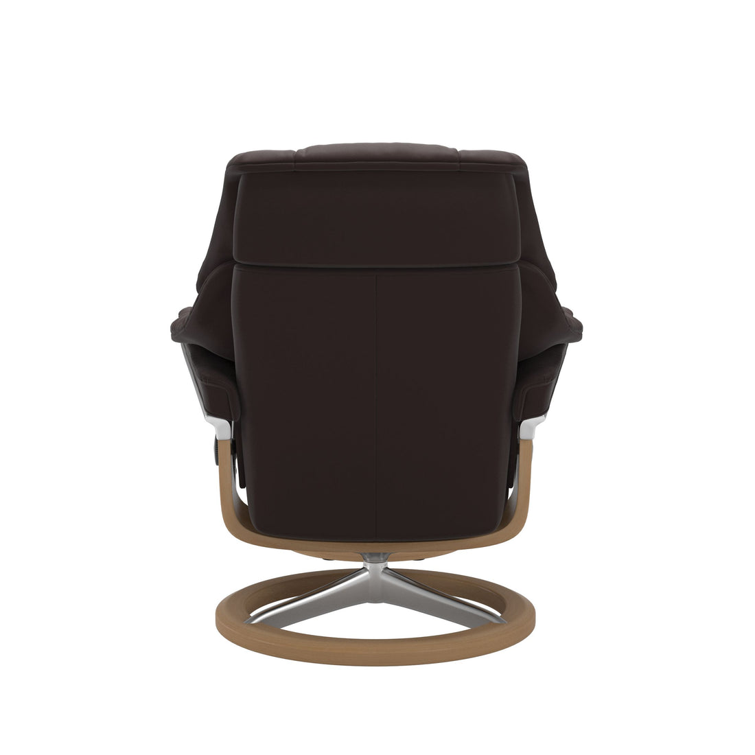 Stressless Reno Recliner Signature Base in Paloma Chocolate, Oak, back view