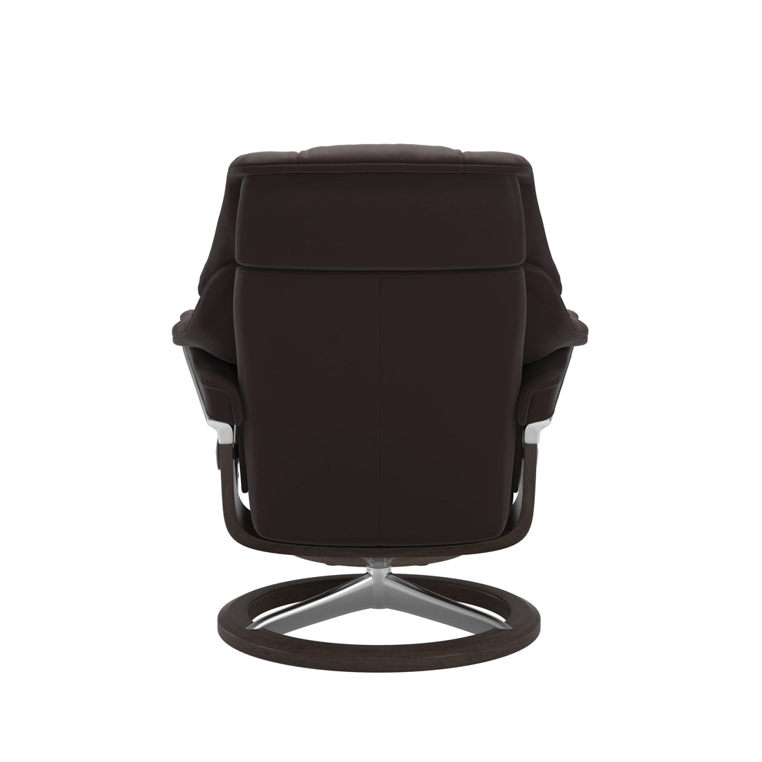 Stressless Reno Recliner Signature Base in Paloma Chocolate, Wenge, back view