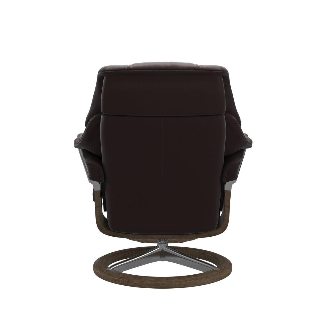 Stressless Reno Recliner Signature Base in Paloma Chocolate, Smoked Oak, back view