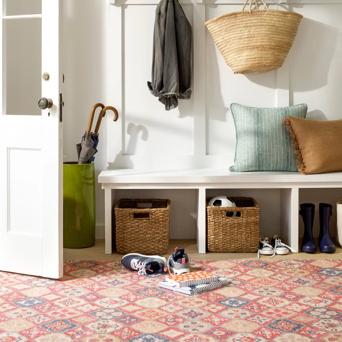 Dash & Albert Pali Machine Washable Rug in Multicolour, entry setting
