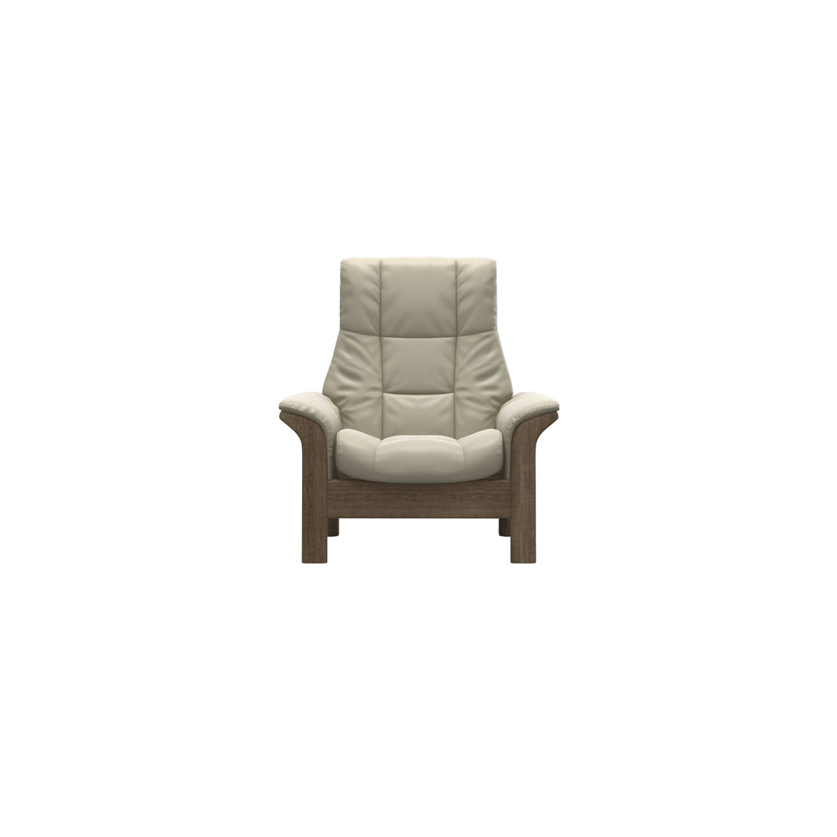Stressless Windsor High Back Chair in Paloma Light Grey, Smoked Oak, front view