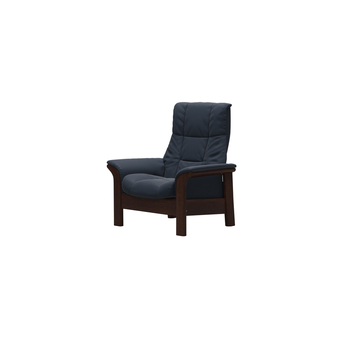 Stressless Windsor High Back Chair in Paloma Oxford Blue, Brown, side view