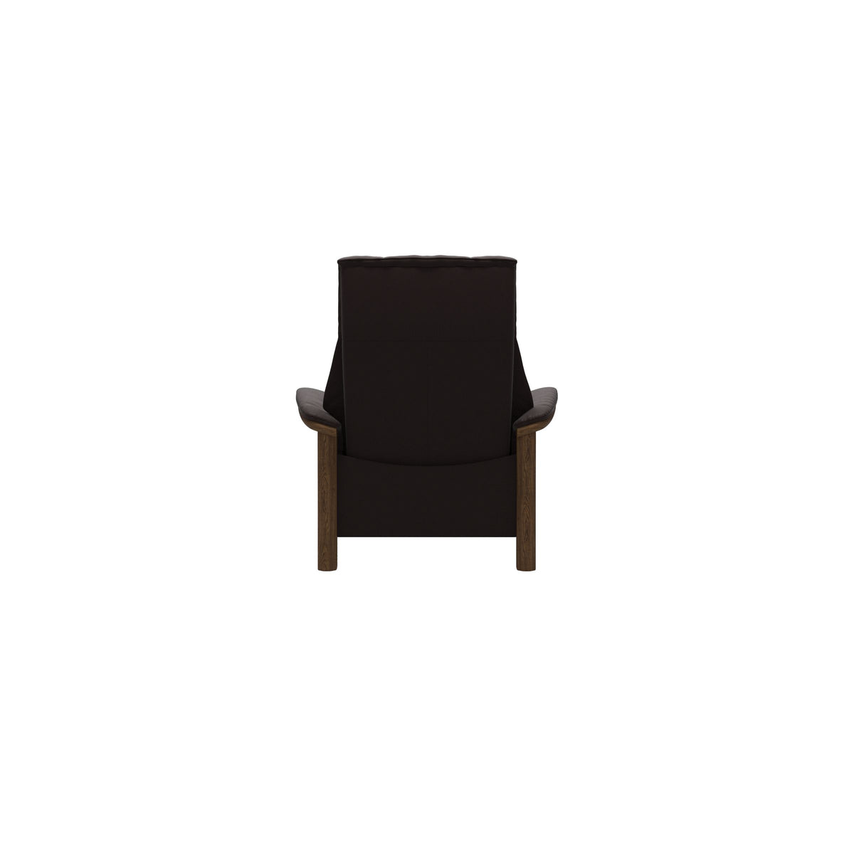 Stressless Windsor High Back Chair in Paloma Chocolate, Teak, rear three-quarter view