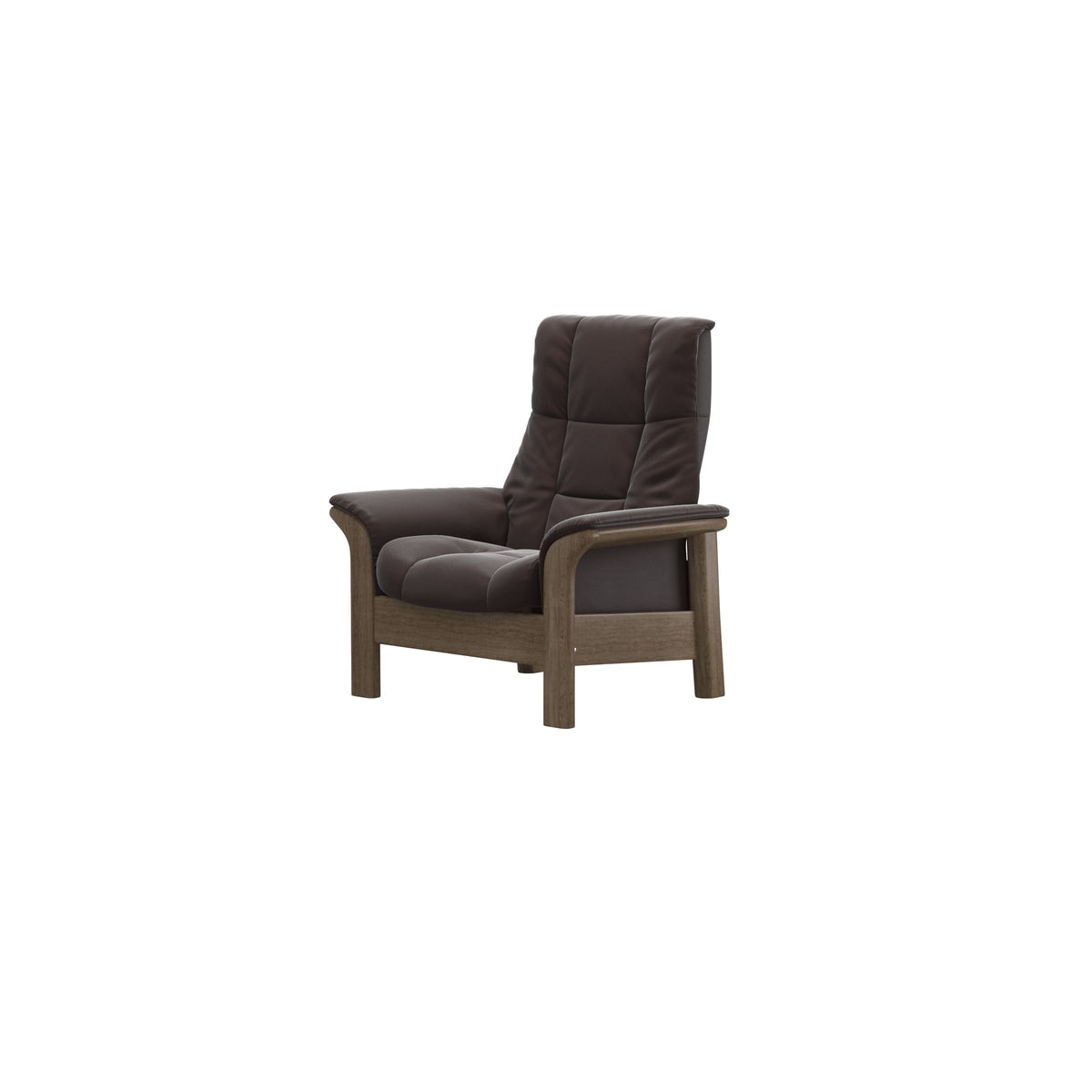 Stressless Windsor High Back Chair in Paloma Chocolate, Smoked Oak, side view