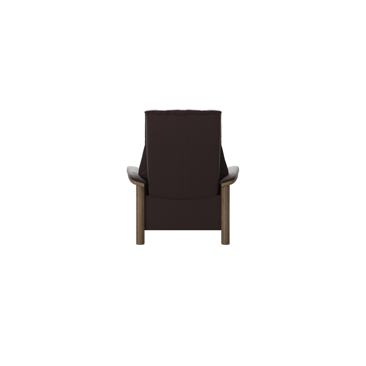 Stressless Windsor High Back Chair in Paloma Chocolate, Smoked Oak, rear three-quarter view