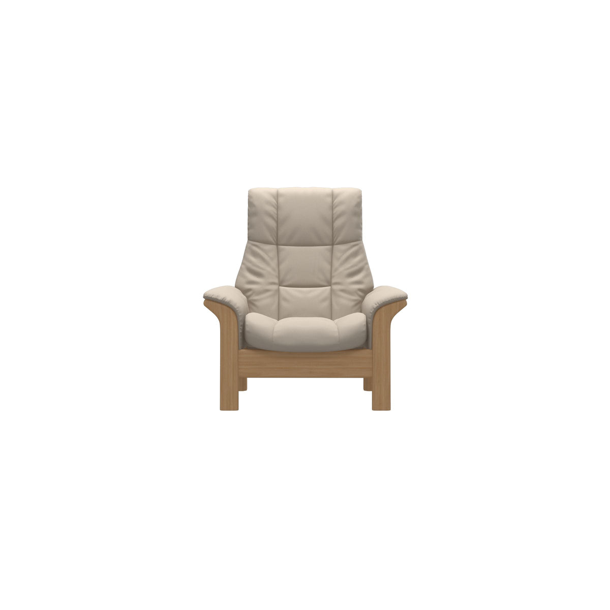 Stressless Windsor High Back Chair in Paloma Fog, Oak, front view