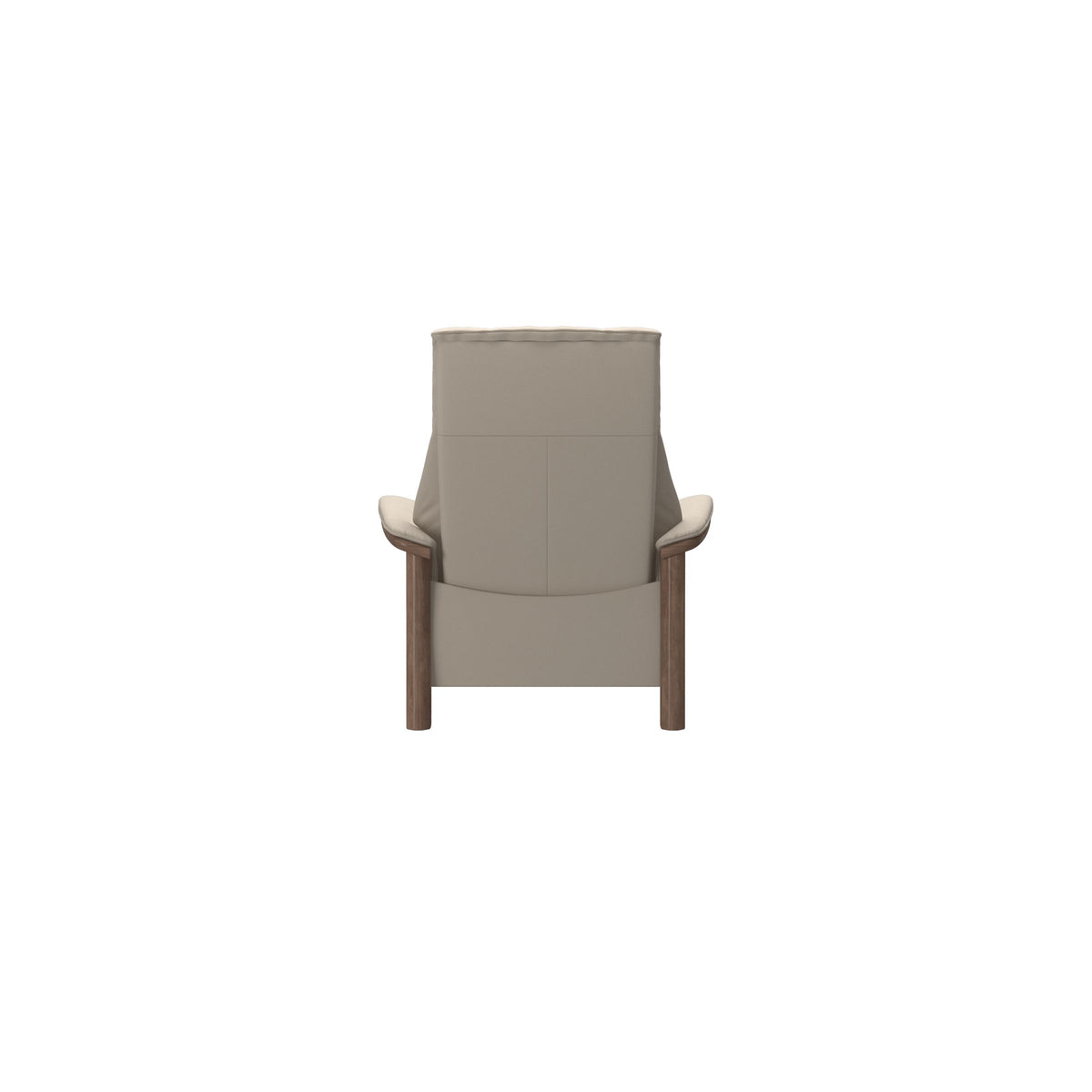 Stressless Windsor High Back Chair in Paloma Fog, Walnut, rear three-quarter view