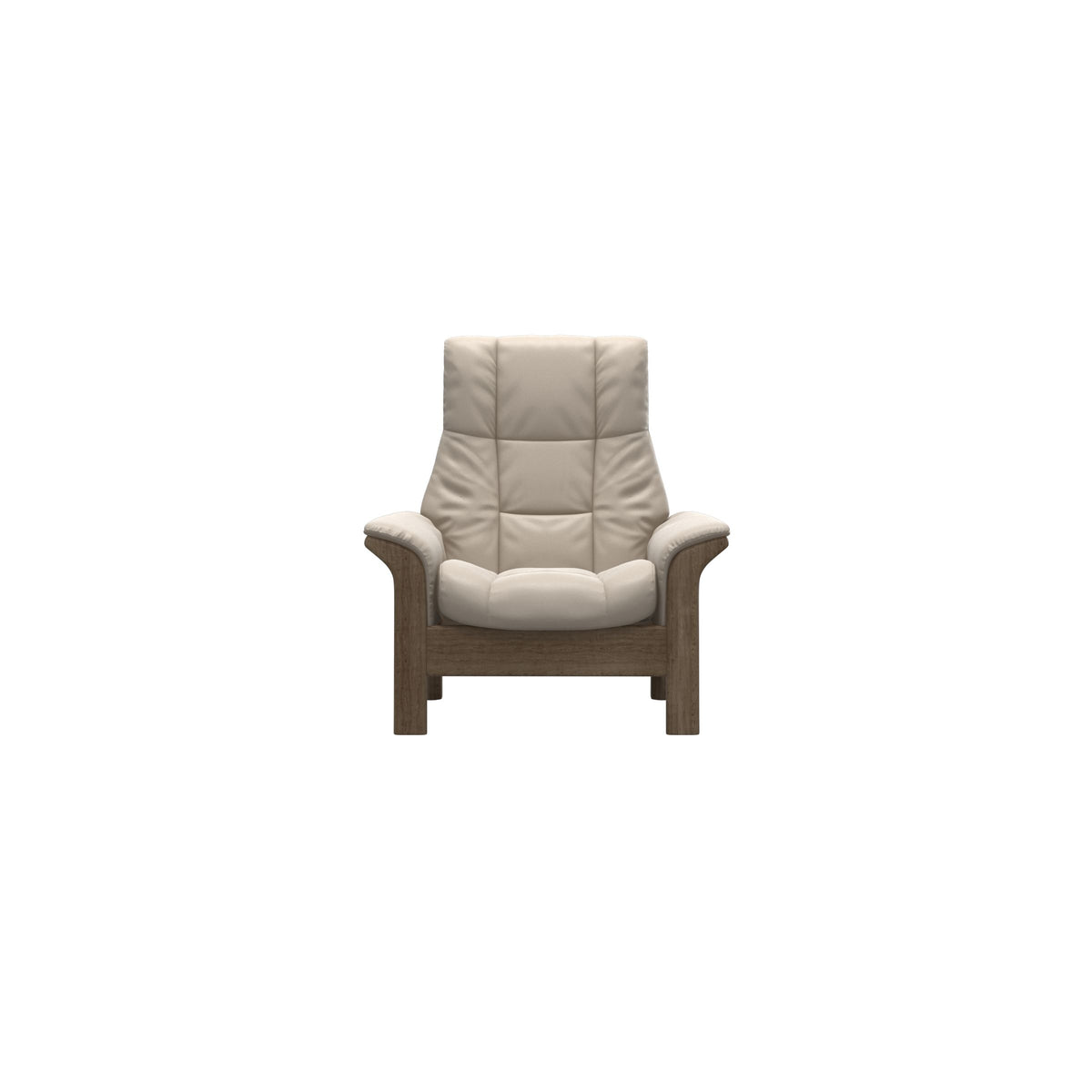 Stressless Windsor High Back Chair in Paloma Fog, Smoked Oak, front view