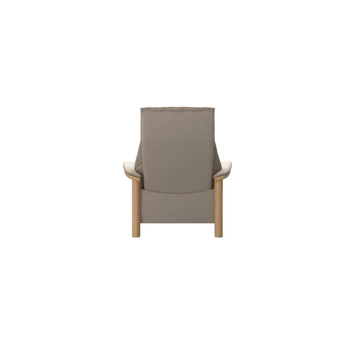 Stressless Windsor High Back Chair in Paloma Mushroom, Oak, rear three-quarter view