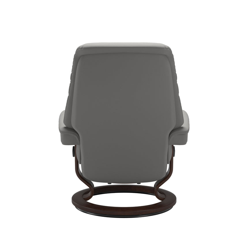 Sunrise Recliner - Classic Base - Paloma Silver Grey - Brown Wood