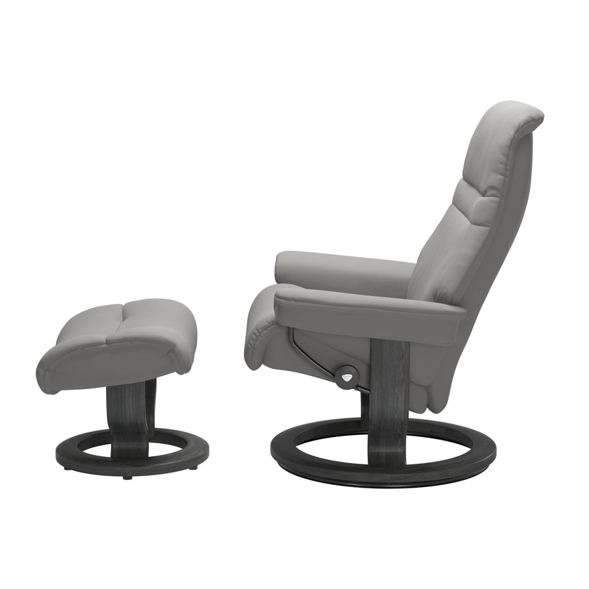 Sunrise Recliner - Classic Base - Paloma Silver Grey - Grey Wood