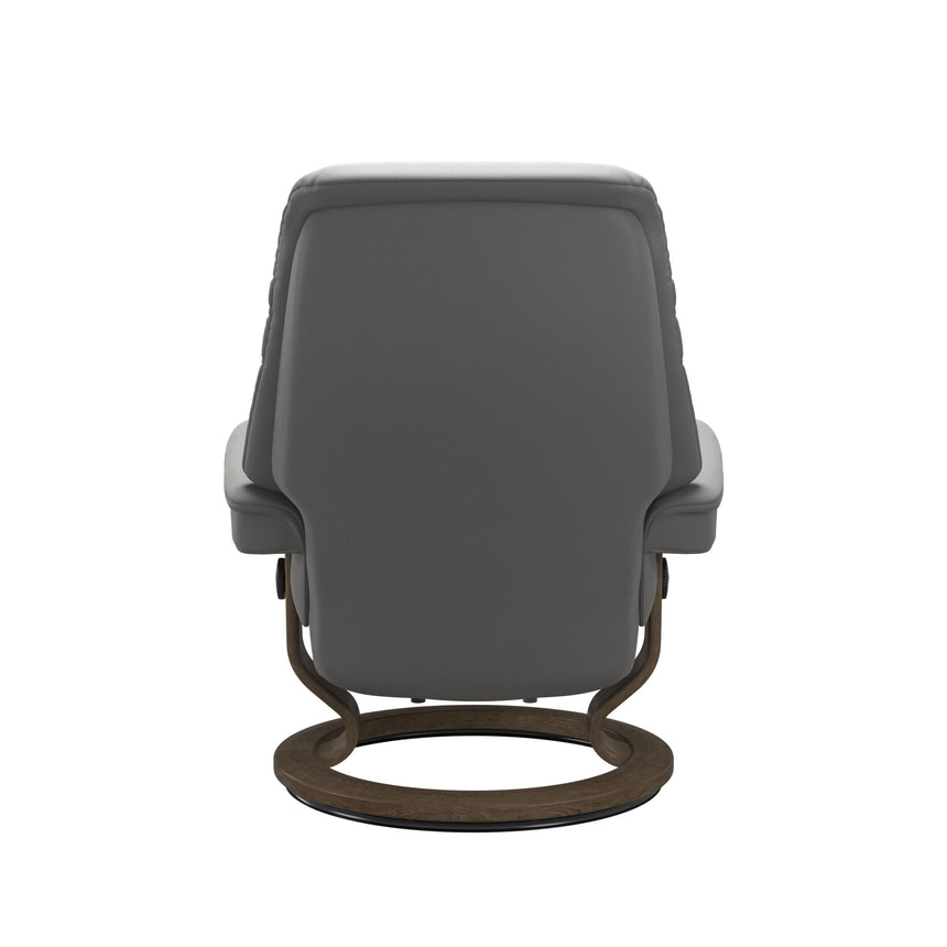 Sunrise Recliner - Classic Base - Paloma Silver Grey - Smoked Oak Wood