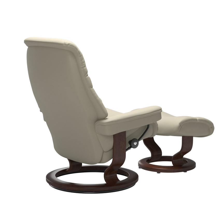 Sunrise Recliner - Classic Base - Paloma Light Grey - Brown Wood