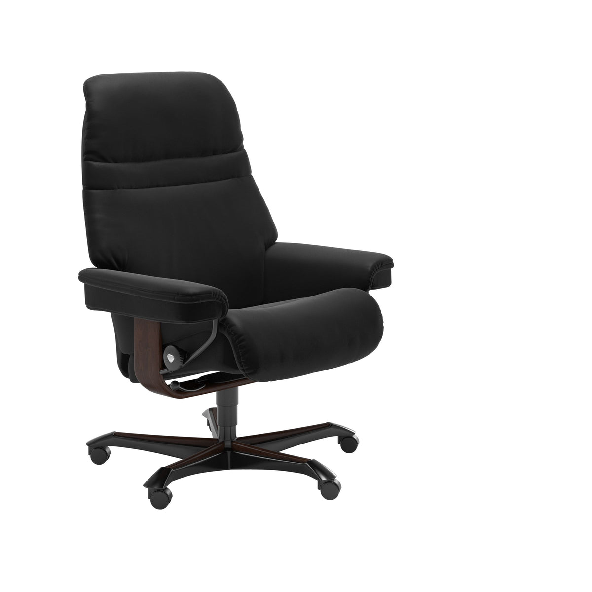 Sunrise - Office Chair - Paloma Black - Brown Wood