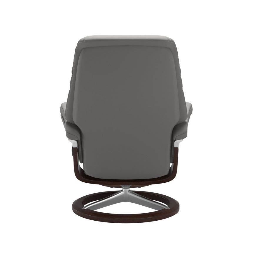 Sunrise Recliner - Signature Base - Paloma Silver Grey - Brown Wood