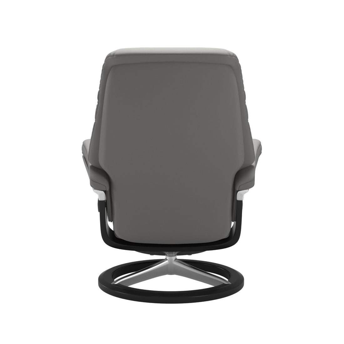 Stressless Sunrise Recliner Signature Base in Paloma Silver Grey, Black, back view