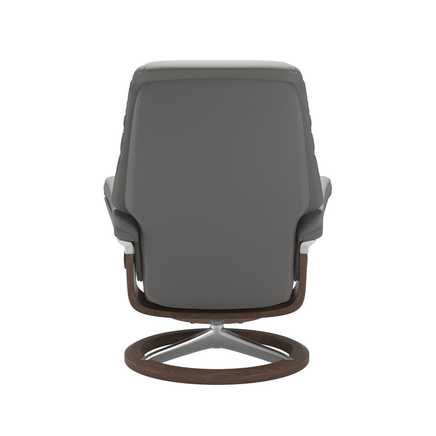 Sunrise Recliner - Signature Base - Paloma Silver Grey - Walnut Wood