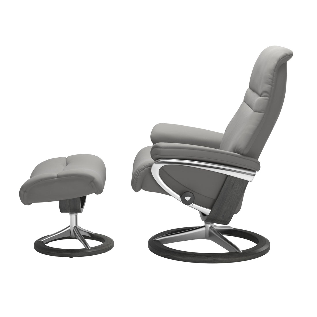 Stressless Sunrise Recliner Signature Base in Paloma Silver Grey, Grey, side view