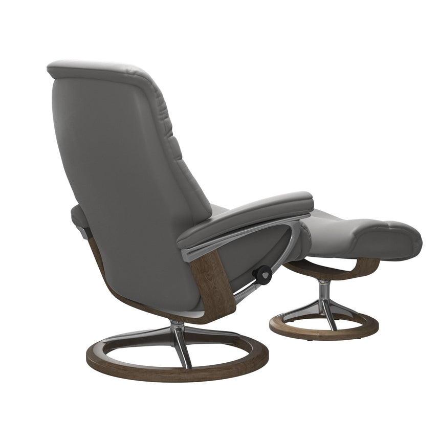 Sunrise Recliner - Signature Base - Paloma Silver Grey - Smoked Oak Wood
