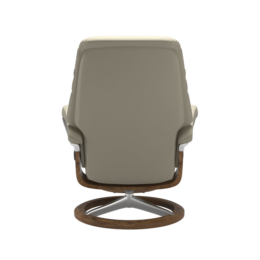 Stressless Sunrise Recliner Signature Base in Paloma Light Grey, Teak, back view