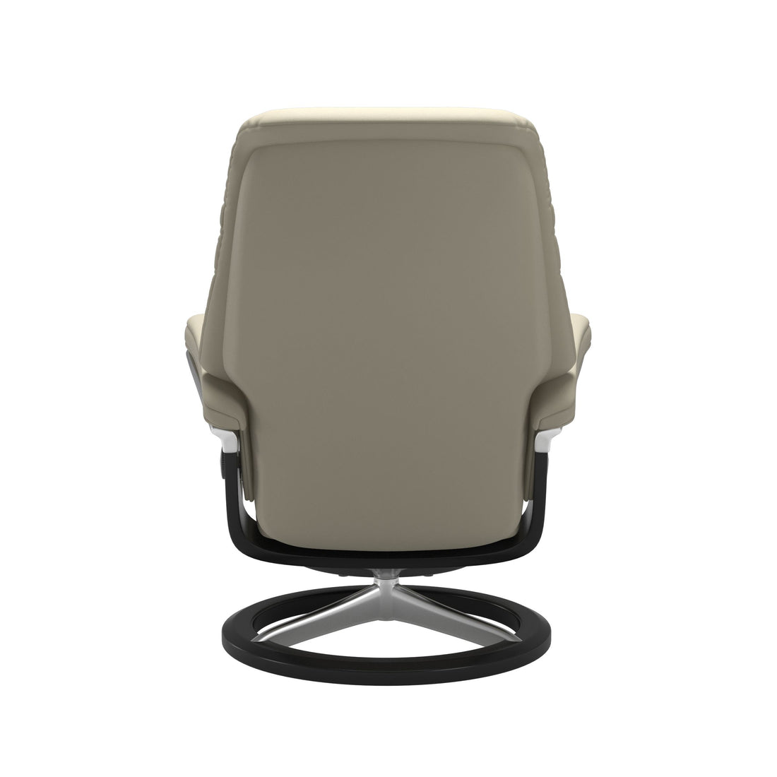 Stressless Sunrise Recliner Signature Base in Paloma Light Grey, Black, back view