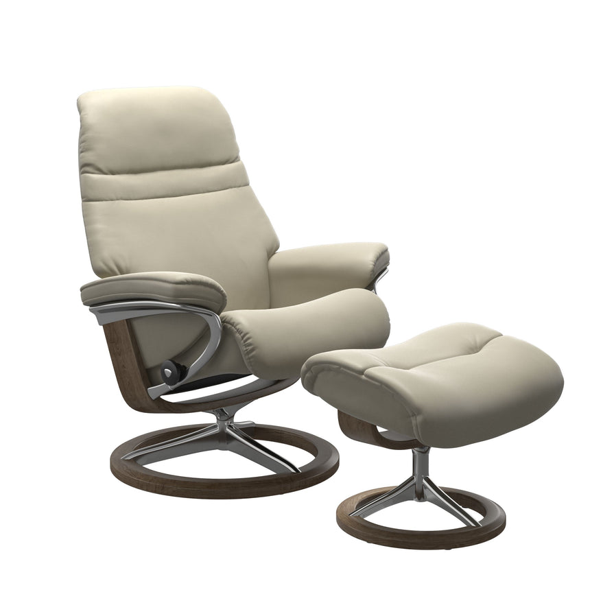 Sunrise Recliner - Signature Base - Paloma Light Grey - Smoked Oak Wood