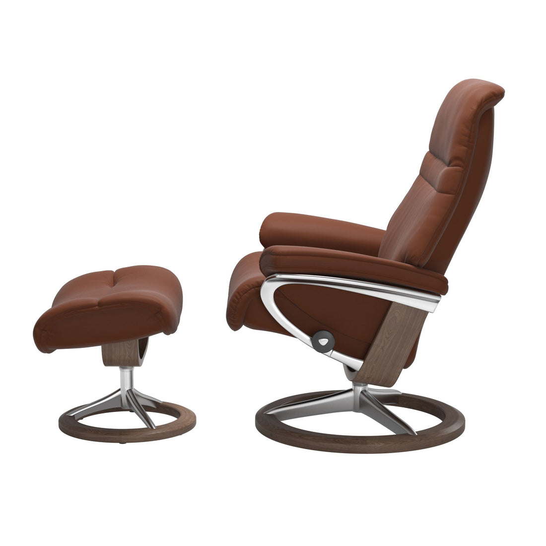 Stressless Sunrise Recliner Signature Base in Paloma Copper, Walnut, side view