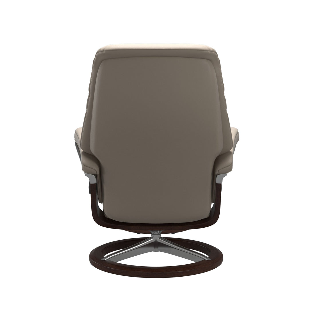 Stressless Sunrise Recliner Signature Base in Paloma Mushroom, Brown, back view