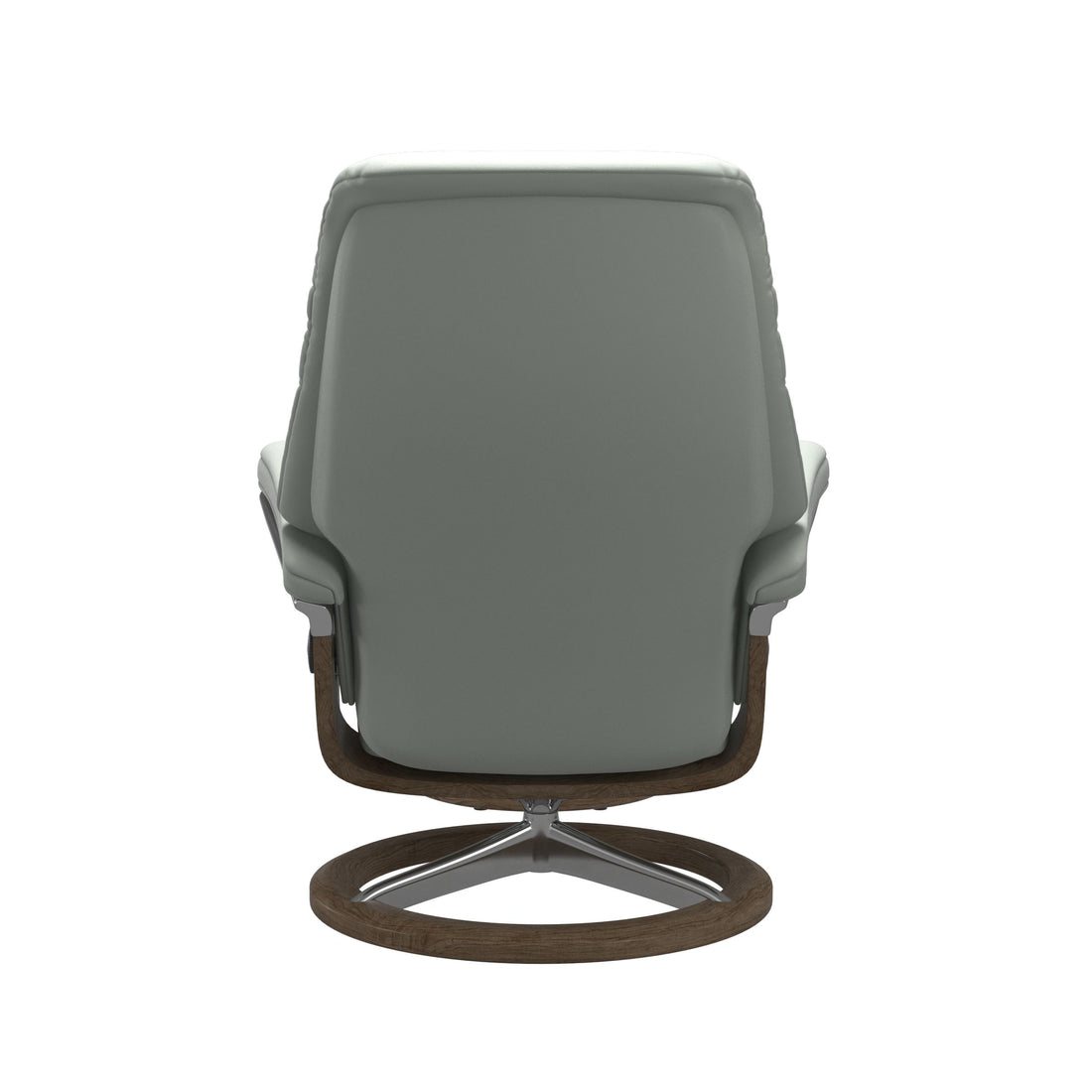 Stressless Sunrise Recliner Signature Base in Paloma Breezy Blue, Smoked Oak, back view
