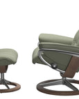 Paloma Leather Shadow Green L & Walnut Base | Stressless Ruby Signature Recliner - Promo | Valley Ridge Furniture