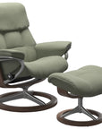 Paloma Leather Shadow Green L & Walnut Base | Stressless Ruby Signature Recliner - Promo | Valley Ridge Furniture