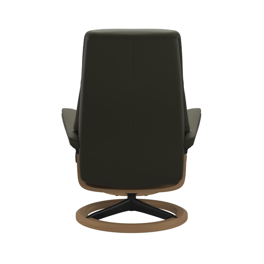 View Recliner - Signature Base - Paloma Dark Olive - Oak and Matte Black Wood