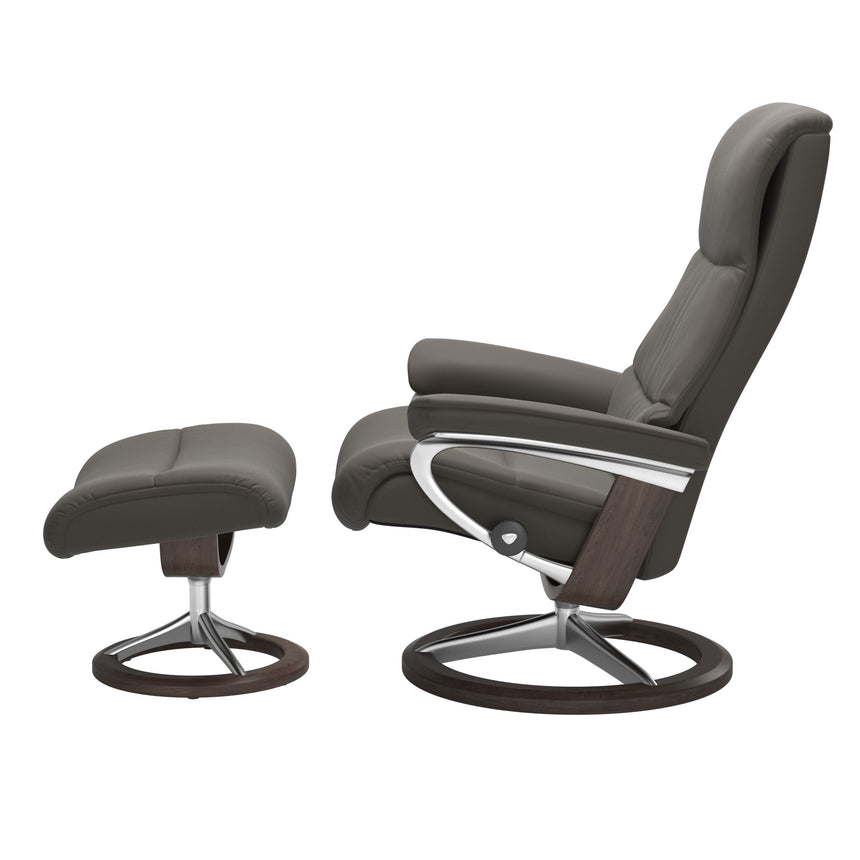 View Recliner - Signature Base - Paloma Metal Grey - Wenge and Polished Aluminum Wood