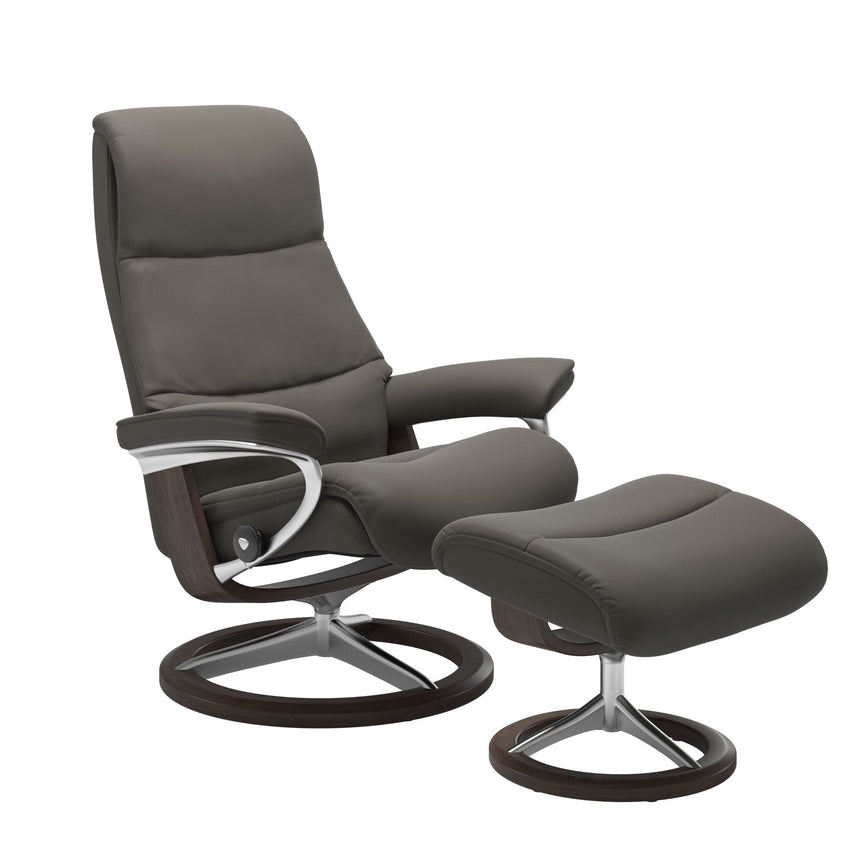 View Recliner - Signature Base - Paloma Metal Grey - Wenge and Polished Aluminum Wood