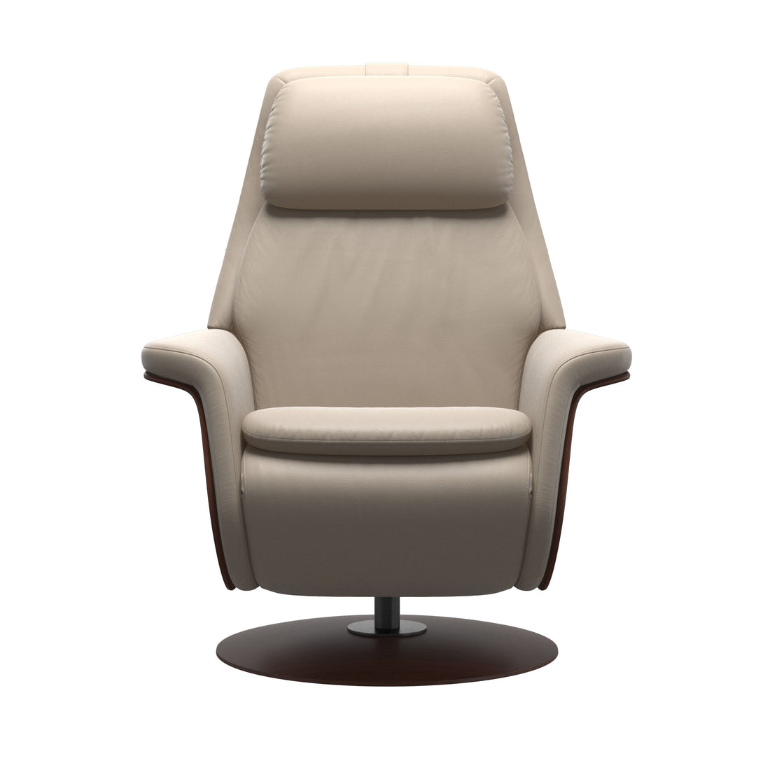 Stressless Sam Recliner in Paloma Mushroom, Walnut, side view