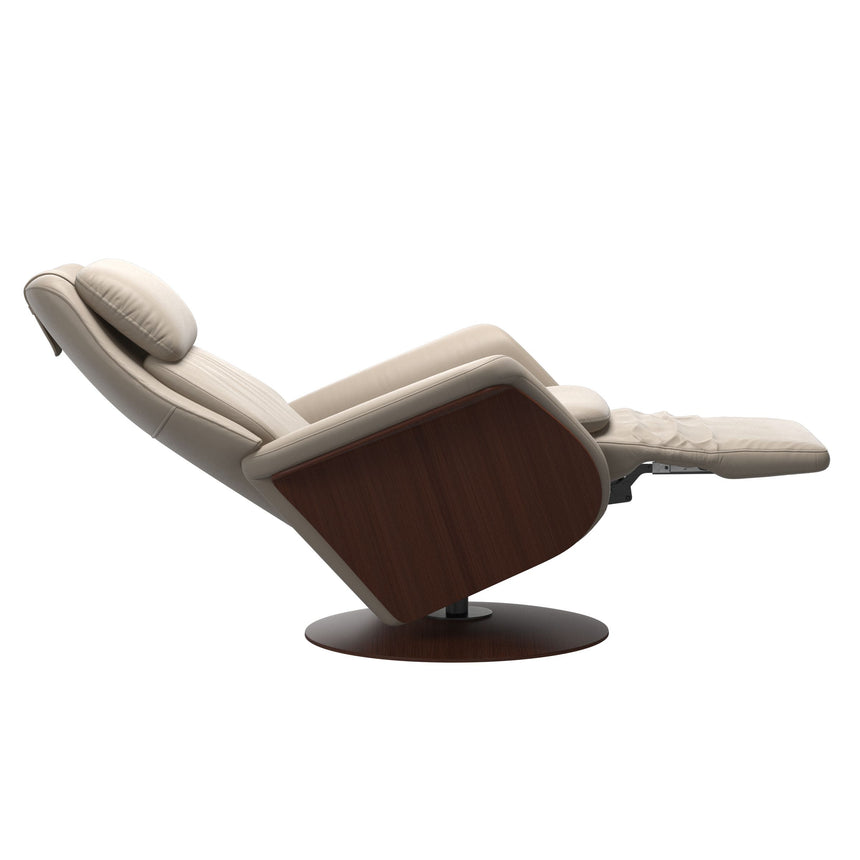 Sam Recliner - Paloma Mushroom - Walnut Wood