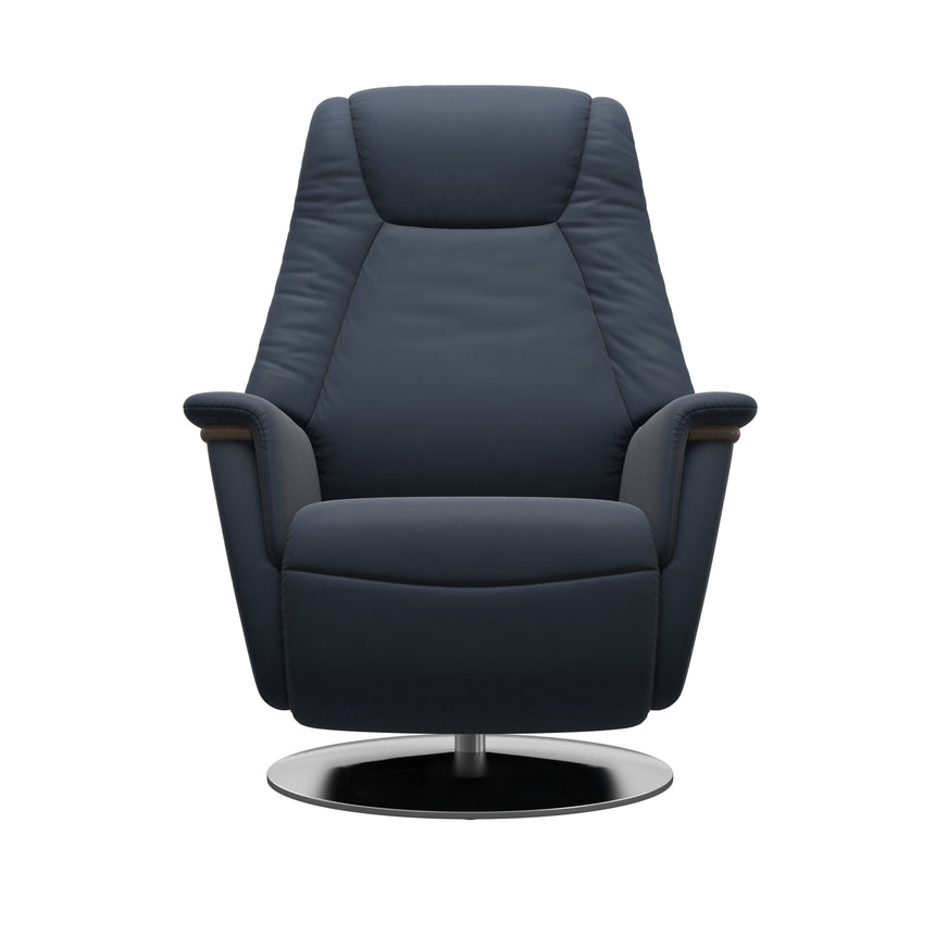 Max Recliner - Steel Base - Paloma Oxford Blue - Walnut Wood