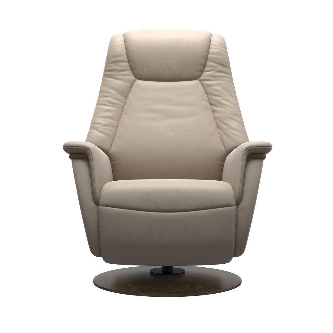 Stressless Max Recliner Wood Base in Paloma Mushroom, Smoked Oak, side view
