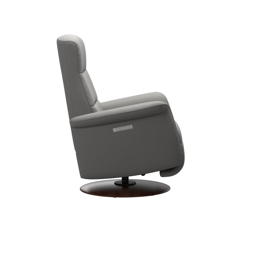 Mike Recliner - Wood Base - Paloma Silver Grey - Brown Wood
