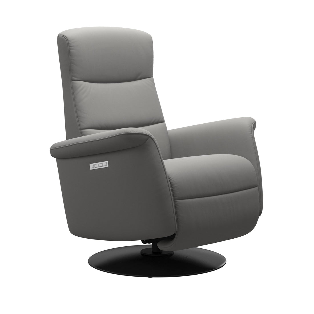 Stressless Mike Recliner Wood Base in Paloma Silver Grey, Black, front view
