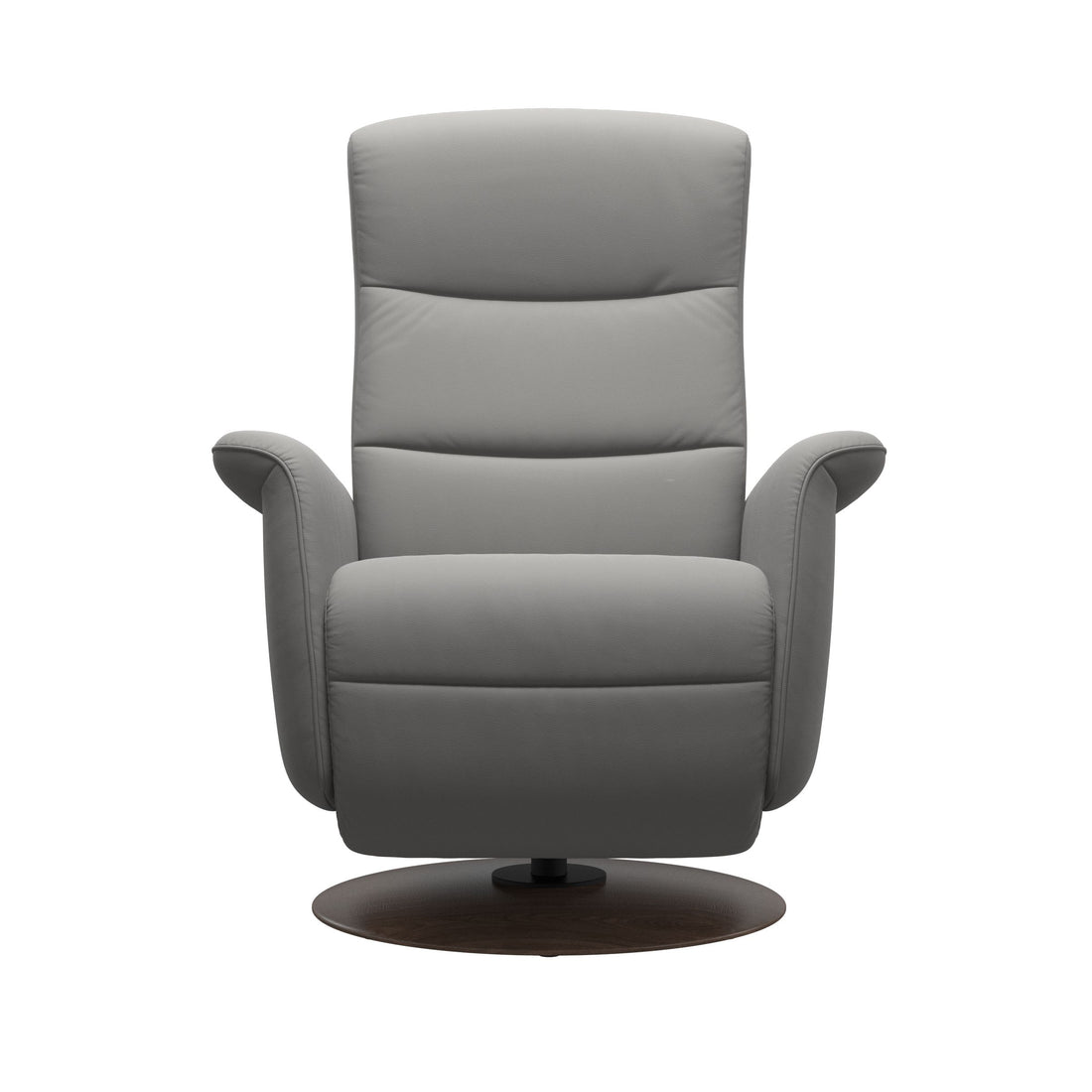 Stressless Mike Recliner Wood Base in Paloma Silver Grey, Walnut, side view