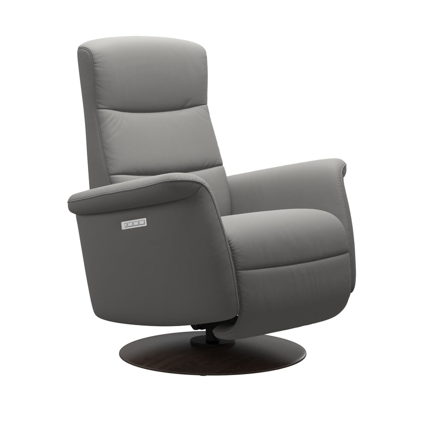 Mike Recliner - Wood Base - Paloma Silver Grey - Wenge Wood