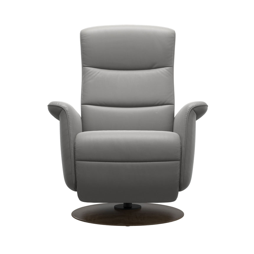 Mike Recliner - Wood Base - Paloma Silver Grey - Smoked Oak Wood