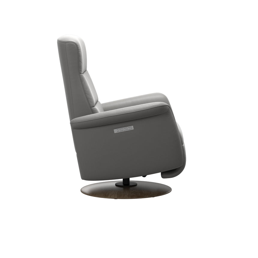 Mike Recliner - Wood Base - Paloma Silver Grey - Smoked Oak Wood