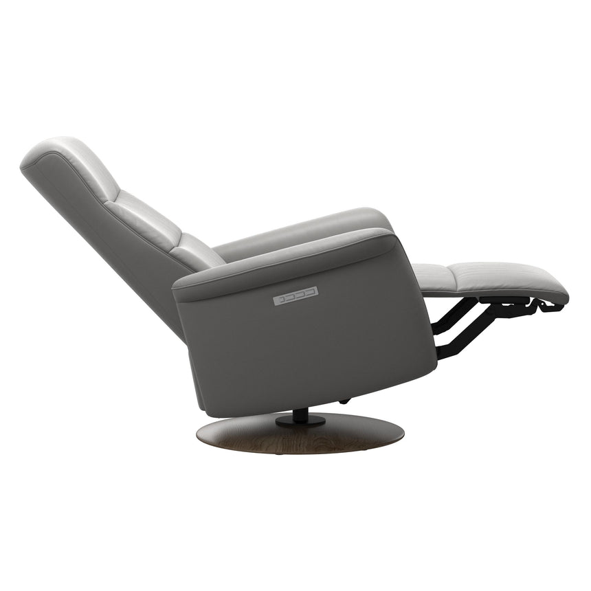 Mike Recliner - Wood Base - Paloma Silver Grey - Smoked Oak Wood