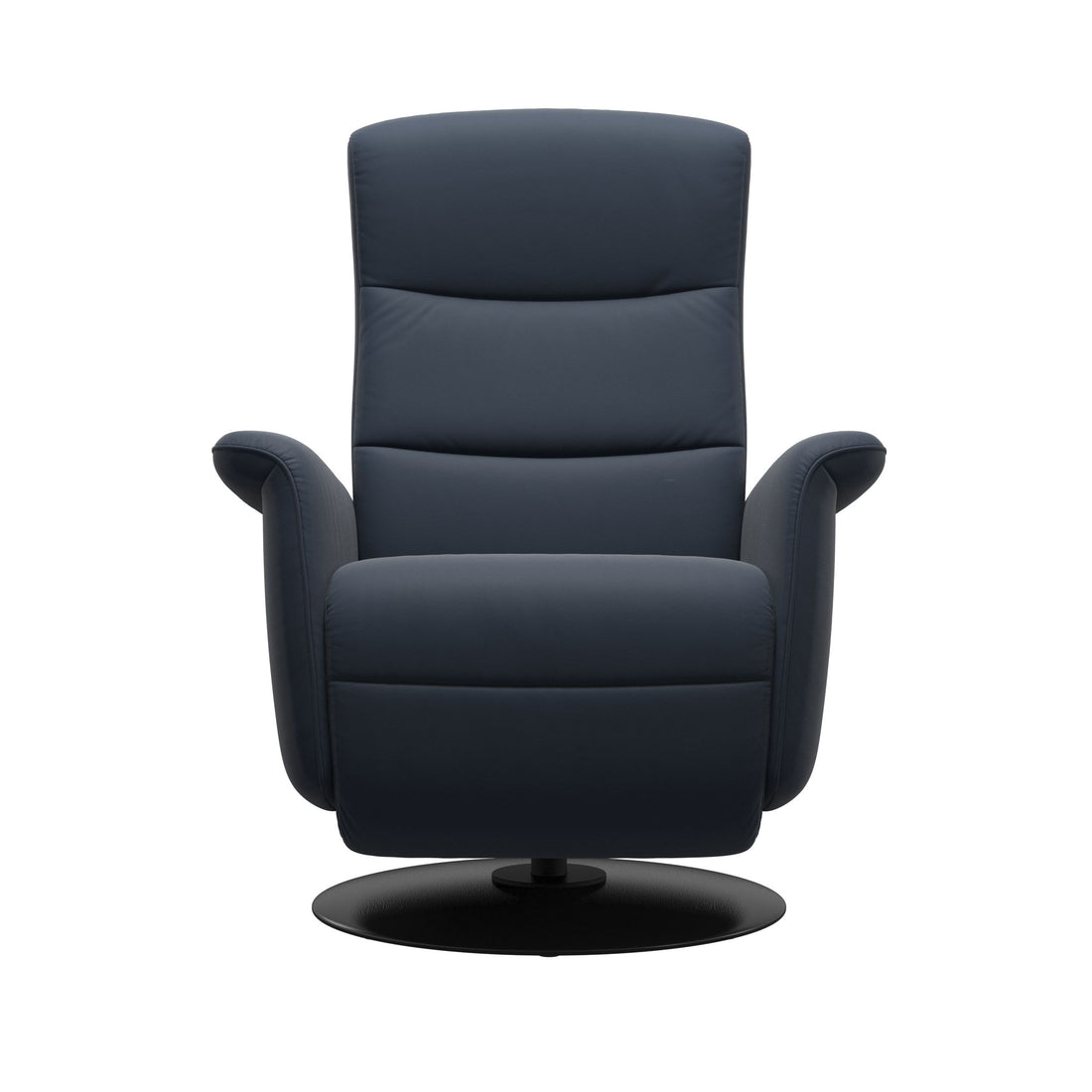 Stressless Mike Recliner Wood Base in Paloma Oxford Blue, Black, side view