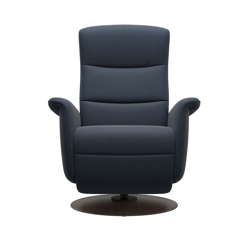 Mike Recliner - Wood Base - Paloma Oxford Blue - Walnut Wood