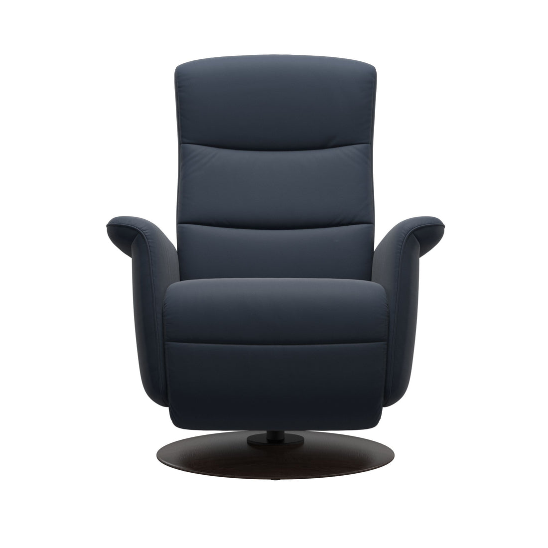 Stressless Mike Recliner Wood Base in Paloma Oxford Blue, Wenge, side view