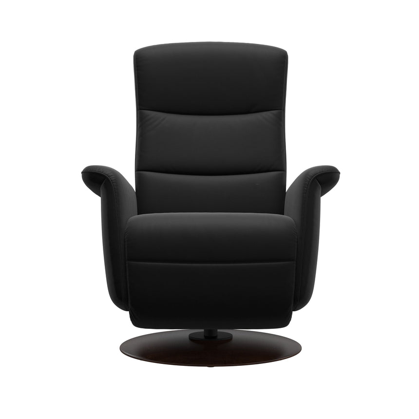 Mike Recliner - Wood Base - Paloma Black - Brown Wood